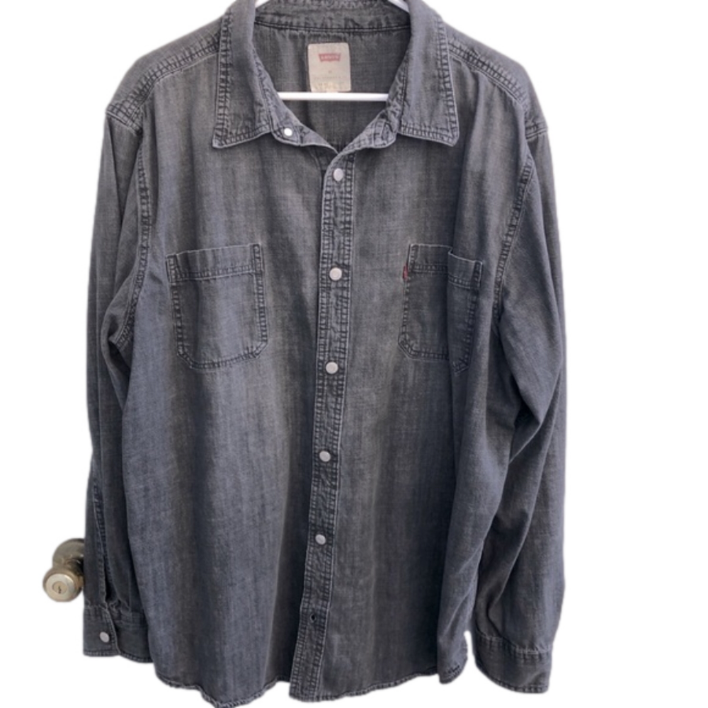 Levi's Shirt Men’s Size XXL Dark Grey Red Tab RN 117508, Long Sleeve